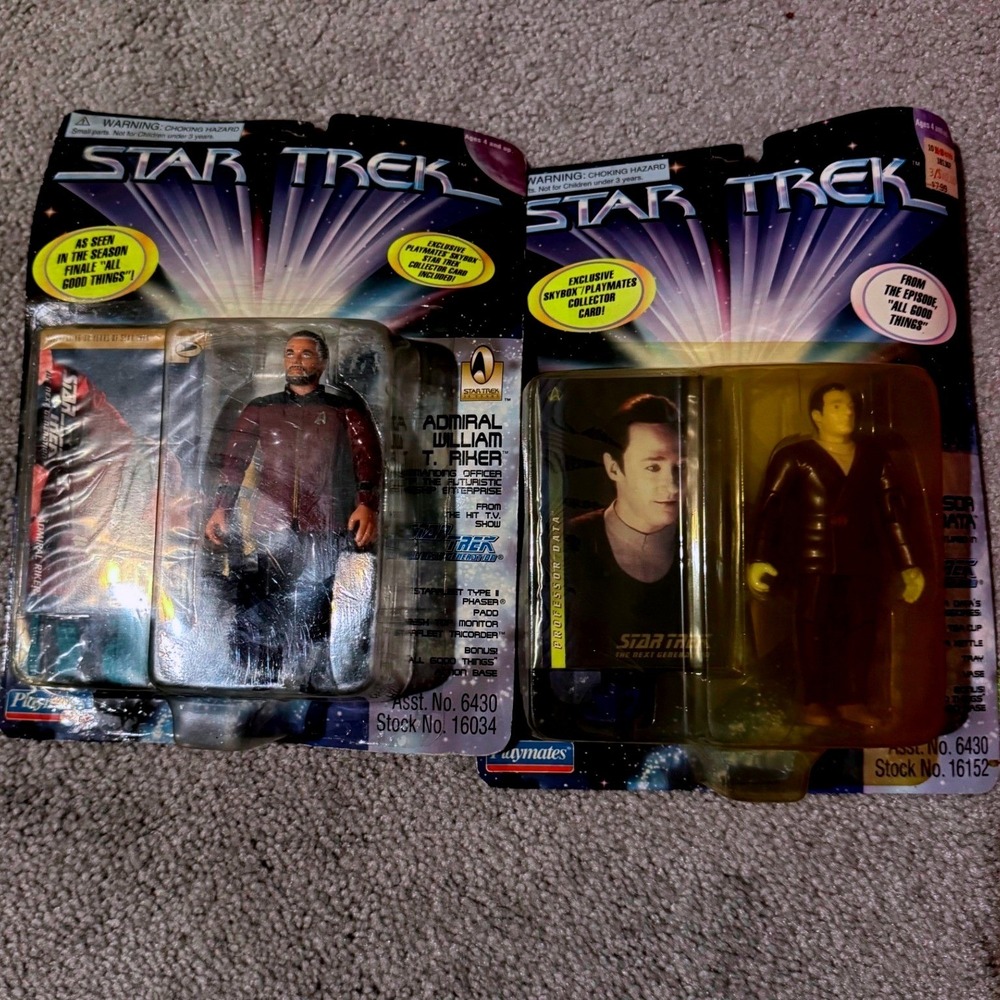 Star Trek TNG All Good Things Admiral Riker, Professor Data Playmates Figure Lot